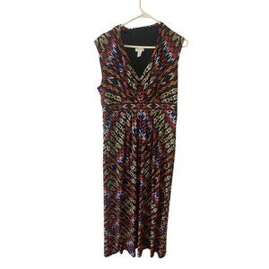 Chico's Women's Sleeveless Printed V Neck Maxi Dress - 2 (Medium/12)